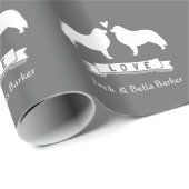 Papier Cadeau Silhouettes des grandes Pyrénées Couple avec texte (Coin rond)