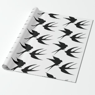 Papier Cadeau Silhouettes d'oiseaux hirondelles Thunder_Cove 