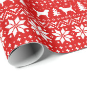 Papier Cadeau Silhouettes d'Otterhound Chiens Noël Fête rouge (Coin rond)