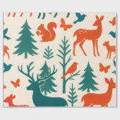 Papier Cadeau Silhouettes forestières (Plat)
