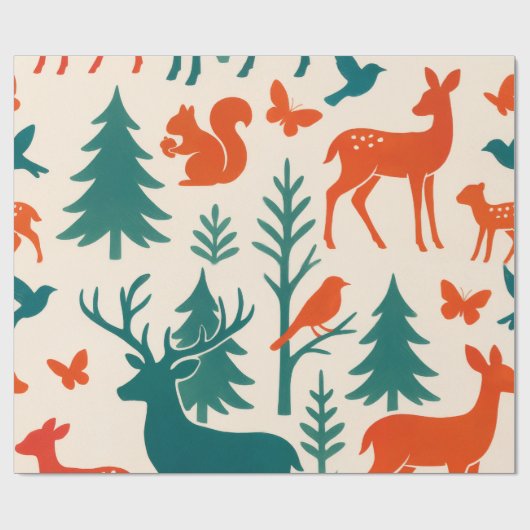 Papier Cadeau Silhouettes forestières (Plat)
