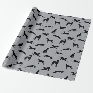 Papier Cadeau Silhouettes gris noir sur gris