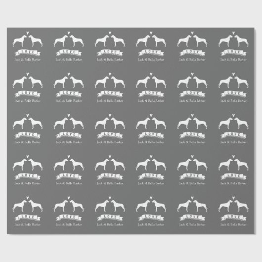 Papier Cadeau Silhouettes Rhodesian Ridgeback Couple avec texte (Plat)