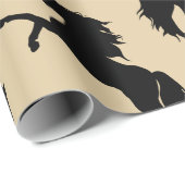 Papier Cadeau Silhouettes rustiques de Cheval Noir & Taupe (Coin rond)