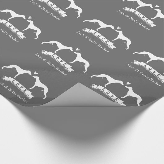Papier Cadeau Silhouettes Whippet Couple avec texte (Coin)