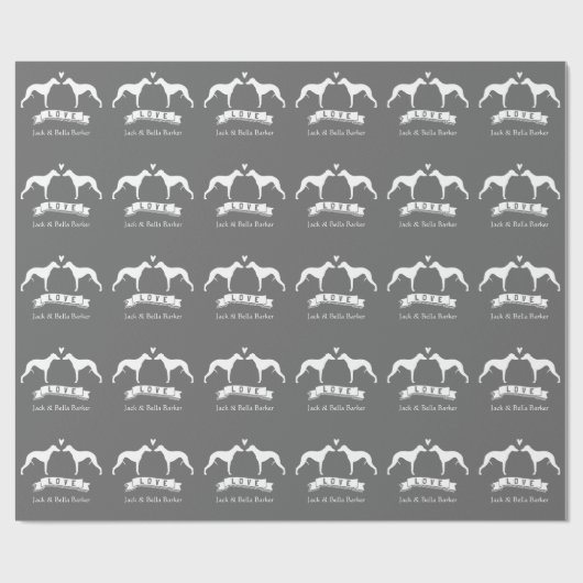 Papier Cadeau Silhouettes Whippet Couple avec texte (Plat)