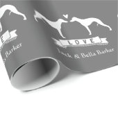 Papier Cadeau Silhouettes Whippet Couple avec texte (Coin rond)