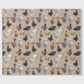 Papier Cadeau Silkie Bantam Burlap Poulets (Plat)