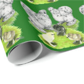 Papier Cadeau Silkie Bantam Splash Family (Coin rond)