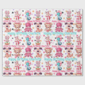 Papier Cadeau Silly Fun Girl's Birthday Ajouter Nom Squid Bunny (Plat)