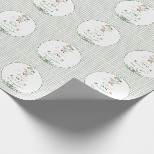 Papier Cadeau Silly Goose First Birthday Green (Coin)