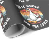 Papier Cadeau Silly Goose sur Loose Meditation Yoga Retro (Coin rond)