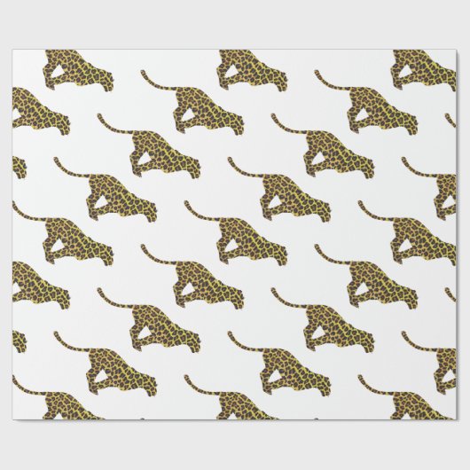 Papier Cadeau Siloette léopard Brown et jaune (Plat)