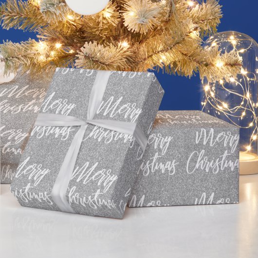 Papier Cadeau Silver Faux Parties scintillant Joyeux Noël Callig (Vacances)