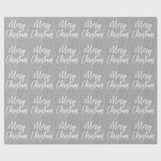 Papier Cadeau Silver Faux Parties scintillant Joyeux Noël Callig (Plat)