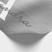 Papier Cadeau Silver Glitter Brushed metal Monogram (Coin)