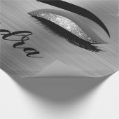Papier Cadeau Silver Glitter Sparkle Eyelashes Monogram (Coin)