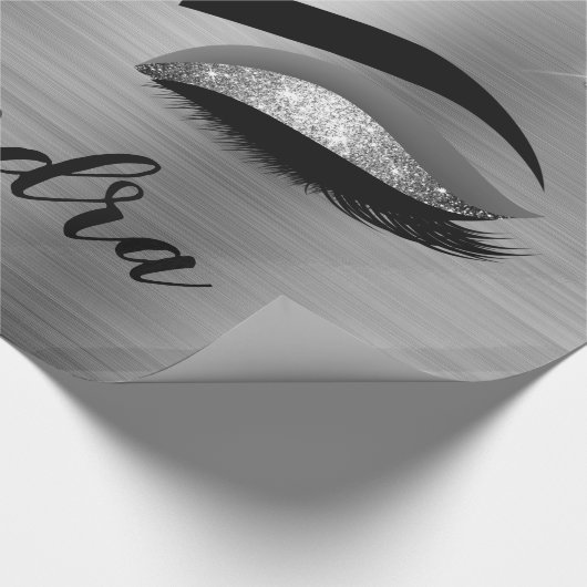 Papier Cadeau Silver Glitter Sparkle Eyelashes Monogram (Coin)