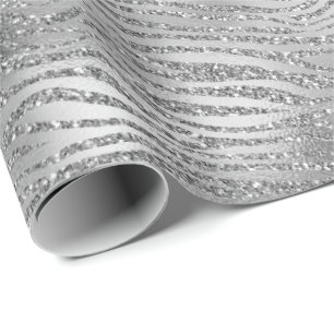Papier Cadeau Silver Glitz Zebra Print