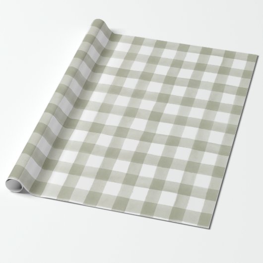 Papier Cadeau Silver Green Anglais Country Check Cadeau Plaid (Déroulé)