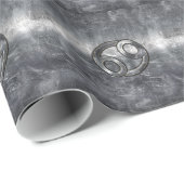 Papier Cadeau Silver Grey Cancer Zodiac Se connecter Style désor (Coin rond)