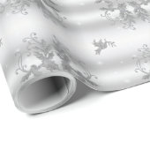 Papier Cadeau Silver Holly et Dove (Coin rond)