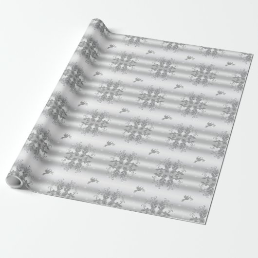 Papier Cadeau Silver Holly et Dove (Déroulé)
