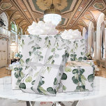 Papier Cadeau Silver Sage Green Eucalyptus Greenery Vine Wedding<br><div class="desc">A watercolor-painted wedding wrapping paper featuring hanging eucalyptus vines in shades of sage and emerald green on a pure white solid background.</div>