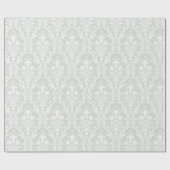 Papier Cadeau Silver Sage Vert Blanc Damas Élégant Mariage (Plat)