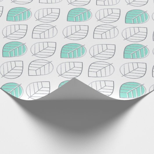 Papier Cadeau Silver & Turquoise Design chic & moderne feuille (Coin)