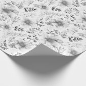 Papier Cadeau Silver Winter Floral Pattern (Coin)