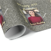 Papier Cadeau Silverglitter photo 20e anniversaire ajouter nom d (Coin rond)