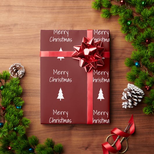 Papier Cadeau Simple À feuillage persistant Rouge moderne Noël (Cadeau de vacances)
