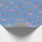 Papier Cadeau Simple Anglais Rose violet Fleurs Merci Cadeau (Coin)