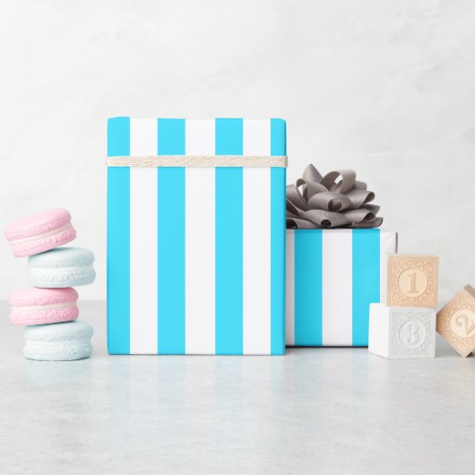 Papier Cadeau Simple Aqua frais et blanc (Baby Shower)