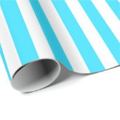 Papier Cadeau Simple Aqua frais et blanc (Coin rond)