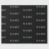 Papier Cadeau Simple Black Custom Ajouter Votre Nom Élégant (Plat)