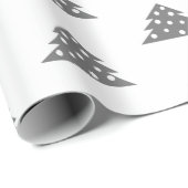 Papier Cadeau Simple blanc gris sapin de Noël Patten Holiday (Coin rond)