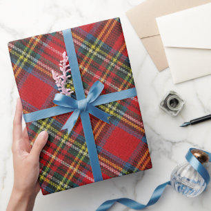 Papier Cadeau simple buffle plaid Rouge classique Motif Tartan