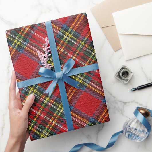 Papier Cadeau simple buffle plaid Rouge classique Motif Tartan (Cadeaux)