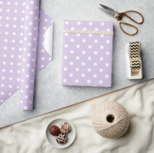 Papier Cadeau Simple Chic Blanc Motif à Points sur Fond Violet C