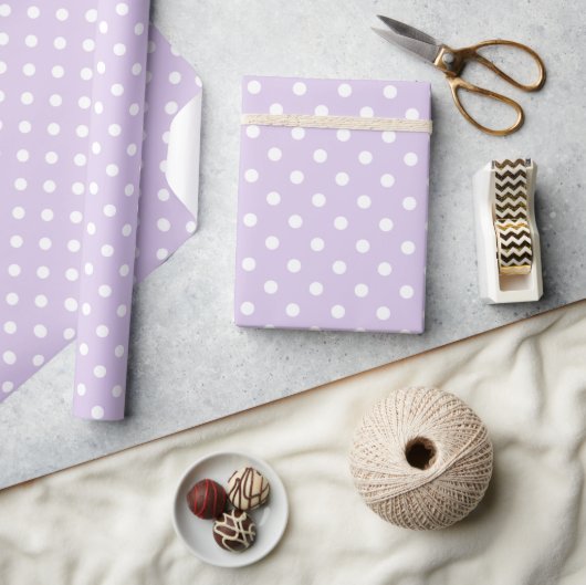 Papier Cadeau Simple Chic Blanc Motif à Points sur Fond Violet C (Artisanat)