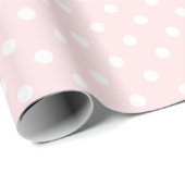 Papier Cadeau Simple Chic Blanc Points Sur Fond Rose Pâle (Coin rond)