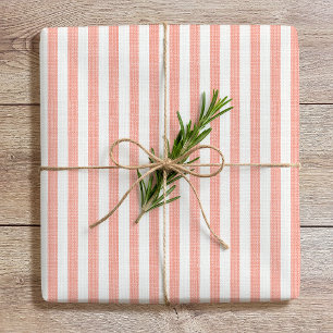 Papier Cadeau Simple Chic Linge Look Motif rayé Coral rose