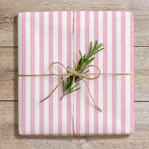 Papier Cadeau Simple Chic Linge Revêtu Motif rayé rose blanc