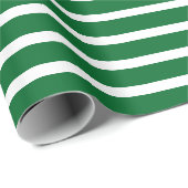 Papier Cadeau Simple Chic Motif Rayures Blanches Sur Fond Vert (Coin rond)