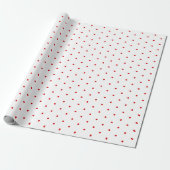 Papier Cadeau Simple Chic Motifs à Points Rouges sur Fond Blanc (Déroulé)