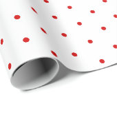 Papier Cadeau Simple Chic Motifs à Points Rouges sur Fond Blanc (Coin rond)