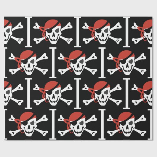 Papier Cadeau Simple crâne de pirate souriant (Plat)