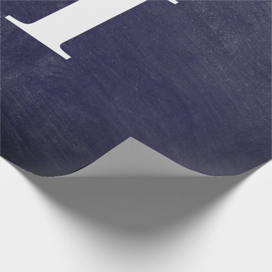 Papier Cadeau Simple Elegant Marine Bleu Blanc Monogramme Simple (Coin)
